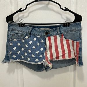American Flag Jean Shorts